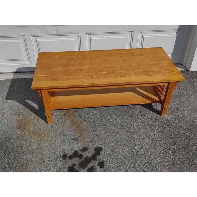 1990s Stickley Mission Oak Spindle Coffee Table Chairish