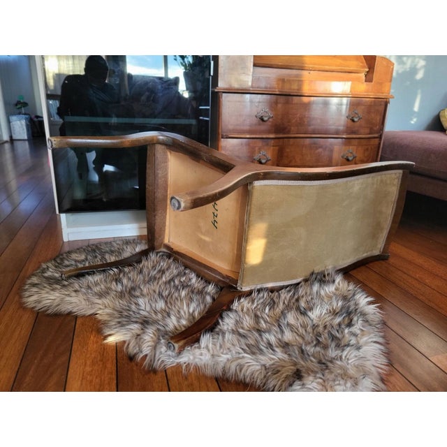 Beige Art Nouveau Wooden Desk Chair For Sale - Image 8 of 9