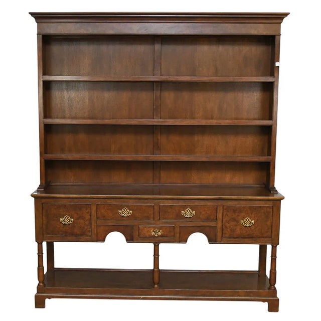 1950s 6 Ft Baker Colonial Style Cupboard Shelves Welsh Dresser For Sale - Image 4 of 6