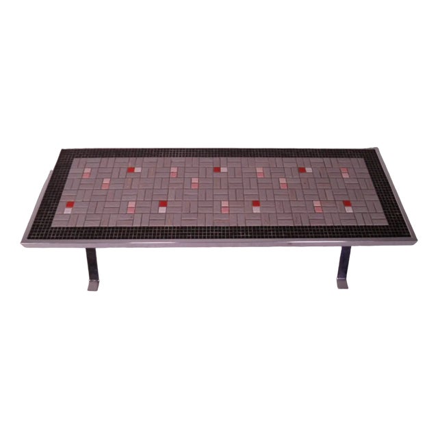 Vintage Coffee Table with Tiles, 1960s For Sale