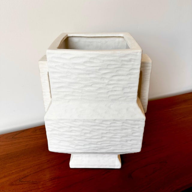 2000 - 2009 Textured Stoneware Urn With Handle For Sale - Image 5 of 6