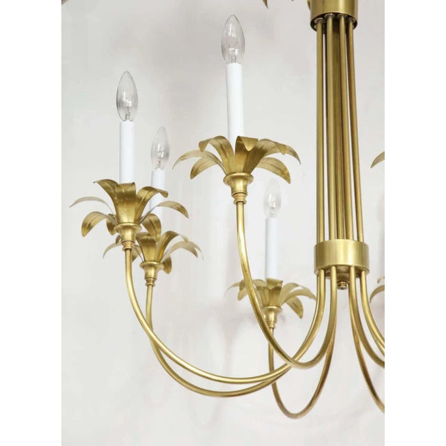 1950s 1950s Eight-Arm Italian Solid Brass Flower Chandelier For Sale - Image 5 of 13