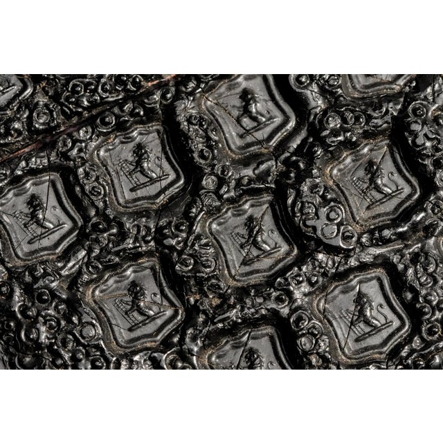 Fantastic Antique Victorian Gutta-Percha Calling Card Case With Heraldic Armorial Wax Seal Design Desk Home Decor For Sale - Image 13 of 15