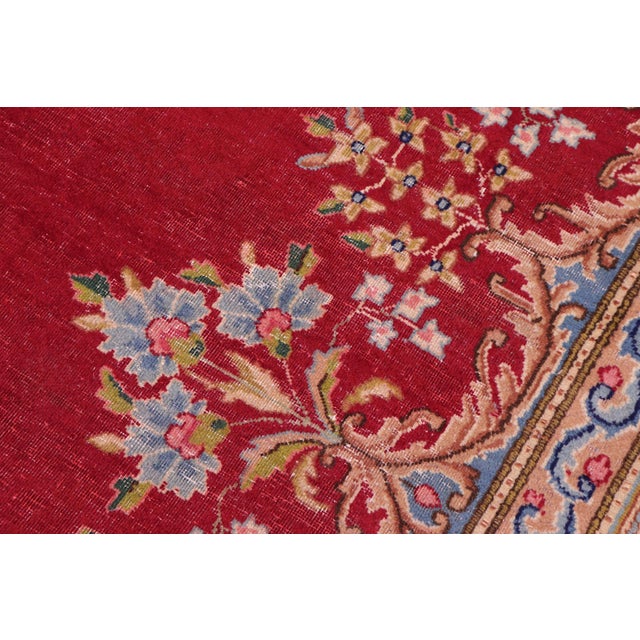 Shabby Chic Persian Kashan Pink/Blue Wool Rug - 9'10'' X 12'5'' For Sale In New York - Image 6 of 10