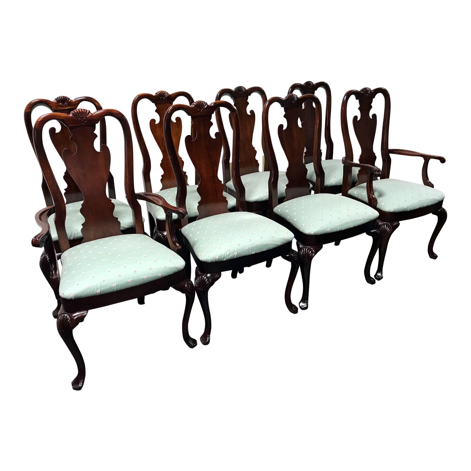 Thomasville Mahogany Collection Queen Anne Shell Dining Chairs Set of