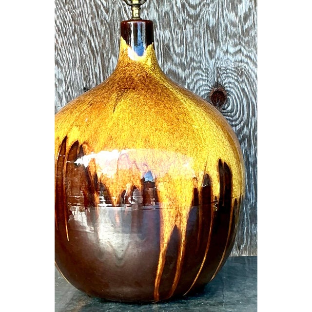 Vintage Mid-Century Modern Drip Glaze Lamp For Sale In West Palm - Image 6 of 18