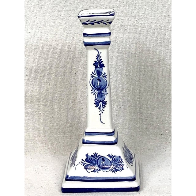 Mediterranean Vintage Blue & White Candle Holder For Sale - Image 3 of 10
