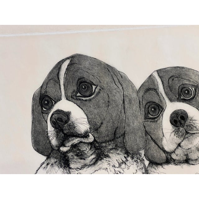 Beagle "Puppies" Etching by Christine McGinnis, Printed by David Lynch For Sale - Image 4 of 8
