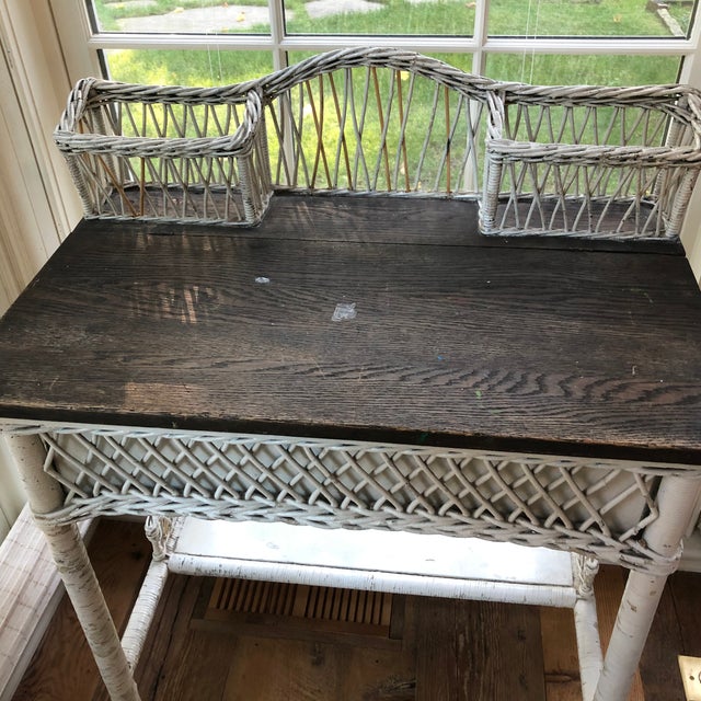White Wicker Desk Chairish