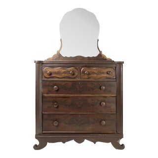 Antique American Empire Flame Mahogany Dresser For Sale