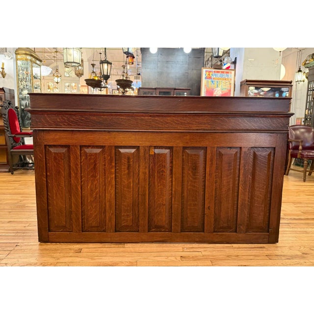 Restored Antique Quarter Sawn Oak Clerks Desk For Sale - Image 11 of 12