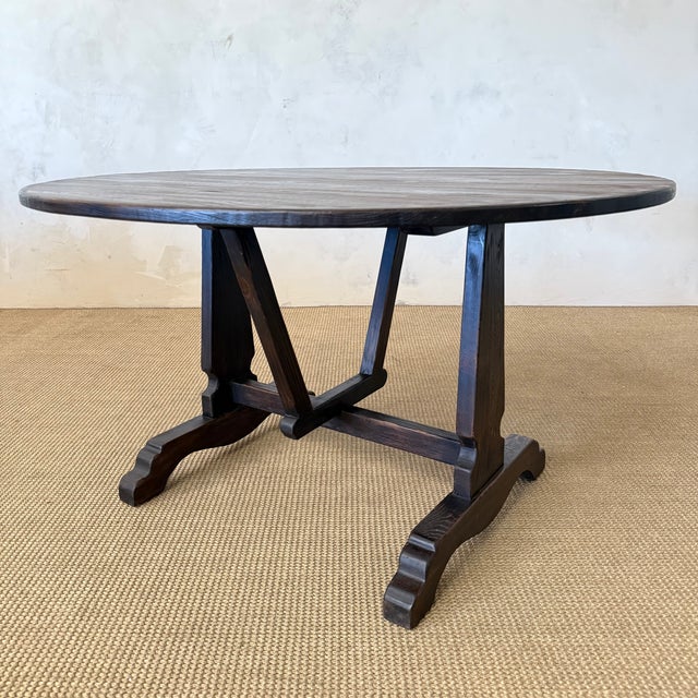Traditional Lyon Reclaimed European Pine Oval Dining Table or Center Table in Walnut Finish For Sale - Image 3 of 10