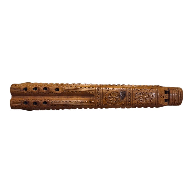 Late 20th Century Dvojnice or Double Barelled Hand Carved Flute For Sale