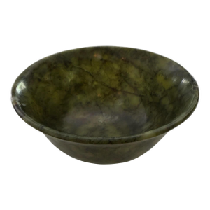 Vintage Hand-Carved Spinach Green Jade Bowl