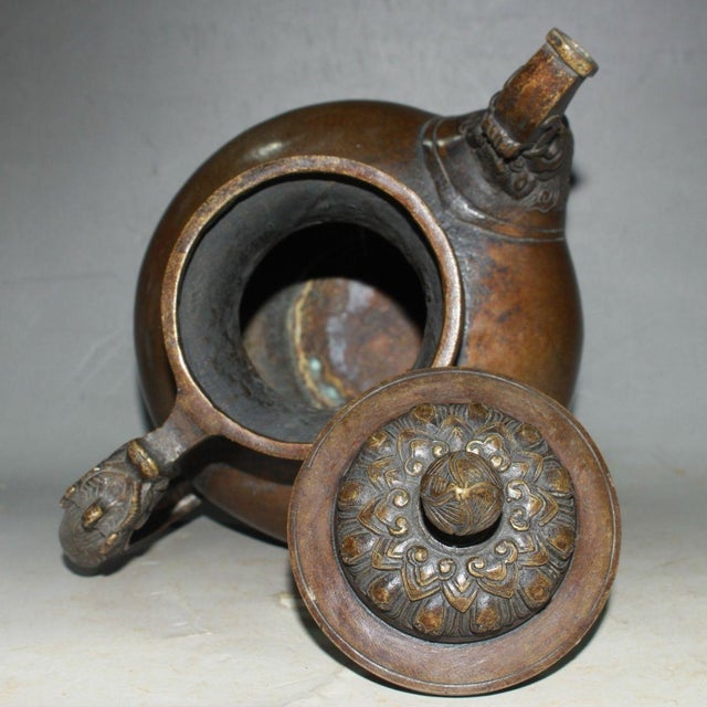 Late 20th Century Asian Tibetan Style Copper Ewer With Dragon Handle & Beast Spout For Sale - Image 9 of 9