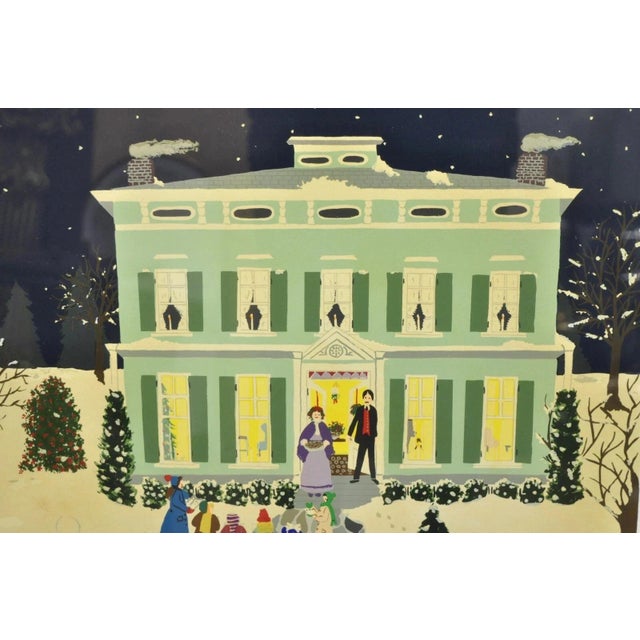 Modern Late 20th Century Jane Currie Clark "Christmas Carolers" Signed Art Serigraph Print Picture For Sale - Image 3 of 12