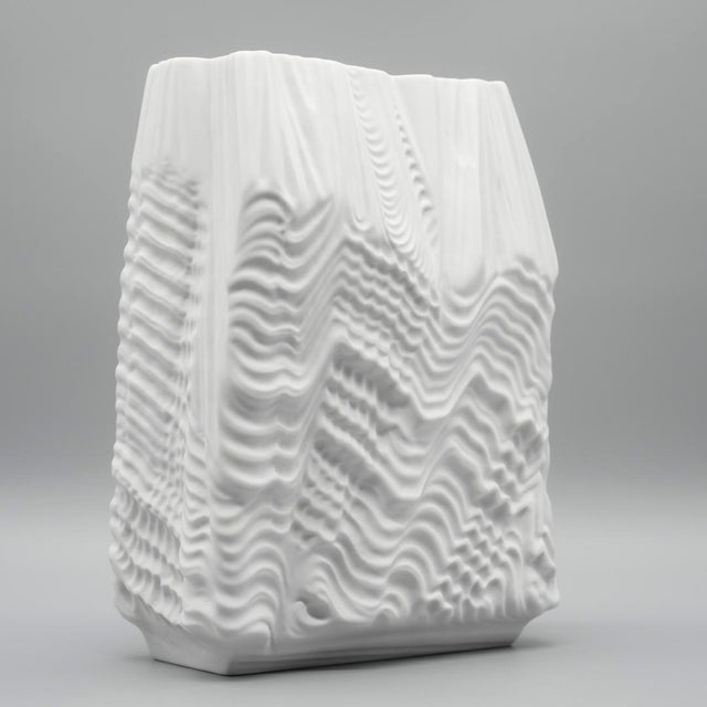 Matte white bisque porcelain vase designed by Martin Freyer for Rosenthal Studio-Line in 1966. Known as "Kaskade" (German...