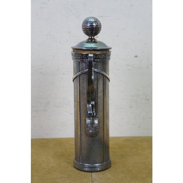 Rare Antique 1921 George Berry Derby Silverplated Golf Bag Cocktail Shaker 13" For Sale - Image 4 of 16
