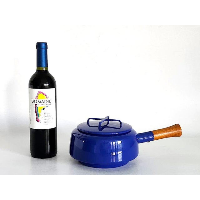 Wood 1960s Dansk Kobenstyle Fondue/Sauce Pot With Lid, Blue For Sale - Image 7 of 11