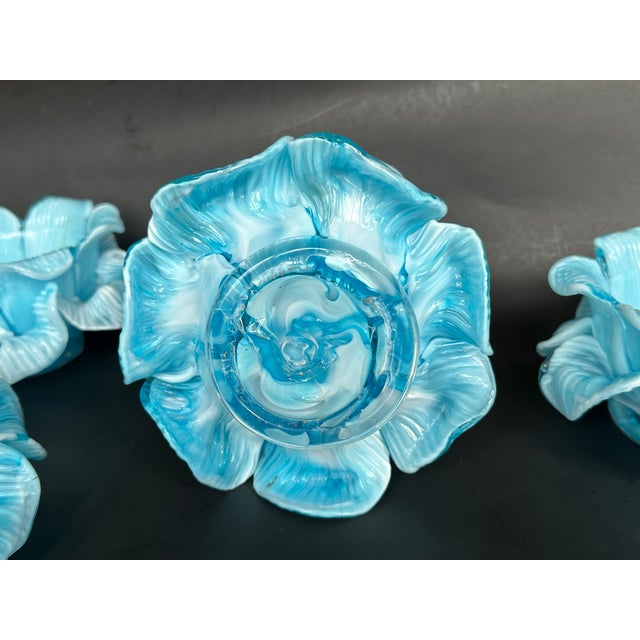 Fratelli Toso Italian Murano Glass Flower Petal Bowl Candle Votive Holders For Sale - Image 10 of 18