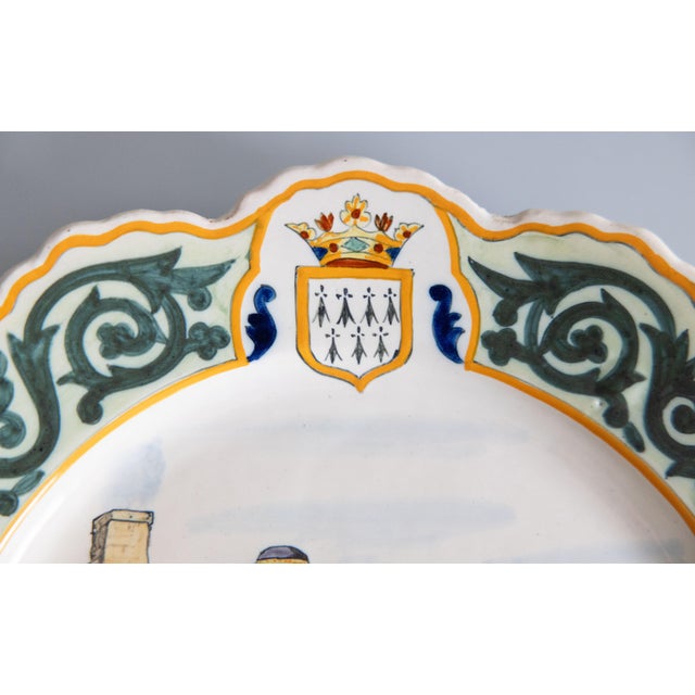 Henriot Quimper 19th Century French Faience Quimper Couple Scalloped Plate For Sale - Image 4 of 8