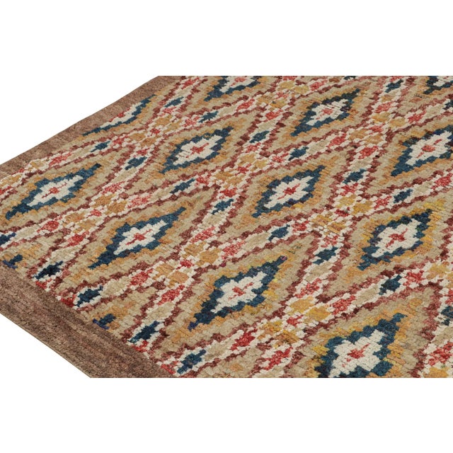 2010s 2010s Rug & Kilim’s Moroccan Style Rug in Beige With Colorful Diamond Patterns For Sale - Image 5 of 8