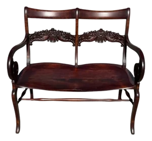 Early 20th Century Antique Stickley & Brandt Carved Mahogany Settee