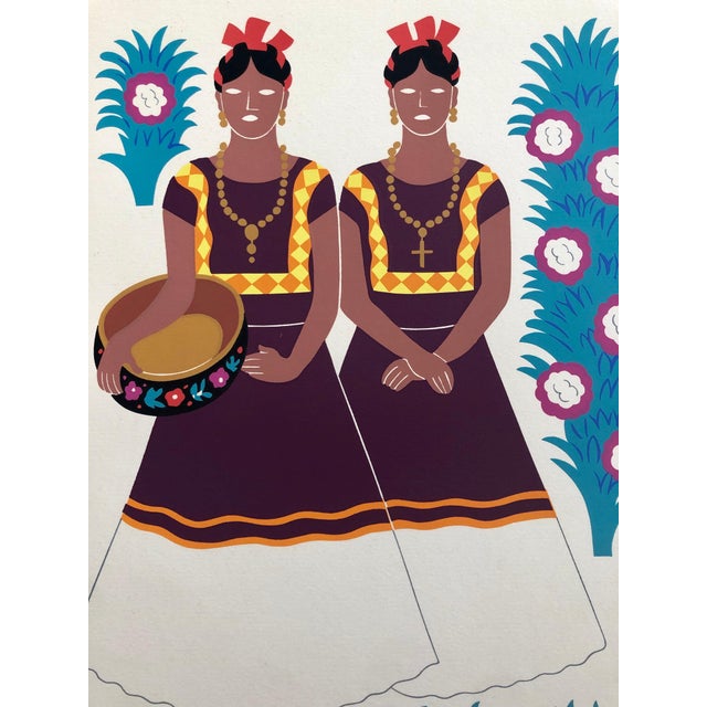 Folk Art Carlos Merida, 1945 Mexican Modernist Silkscreen Serigraph Print Regional Folk Art Dress Mexico, 1945 For Sale - Image 3 of 5