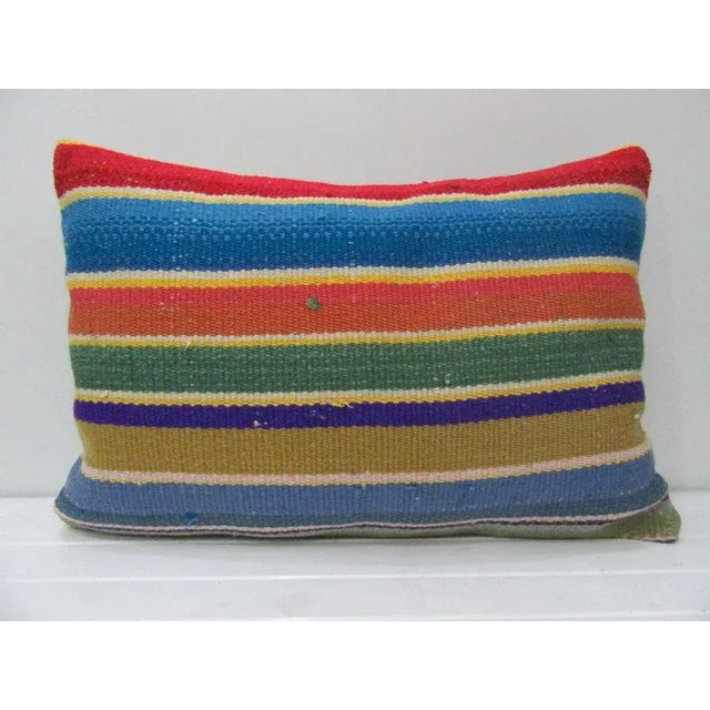 Turkish Colorful Kilim Cushion Cover For Sale - Image 4 of 4