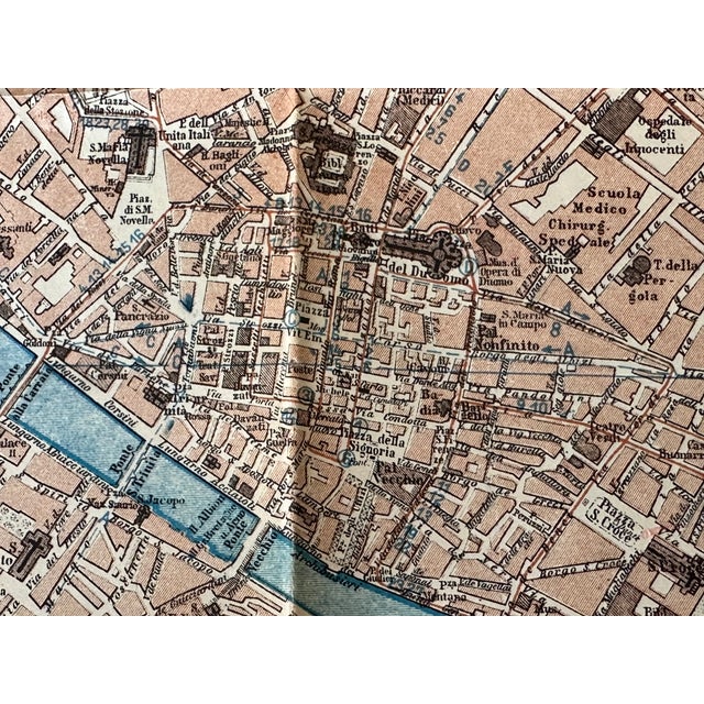 Paper 1930s Vintage Map of Florence Italy For Sale - Image 7 of 12