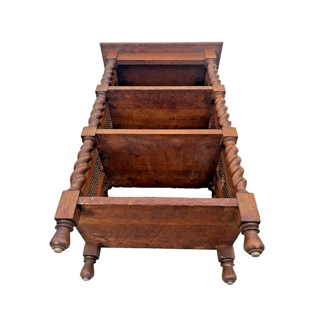 Antique Bookcase French Jacobean Revival Oak 4-Tier Etagere Barley Twist, Cane For Sale - Image 13 of 13