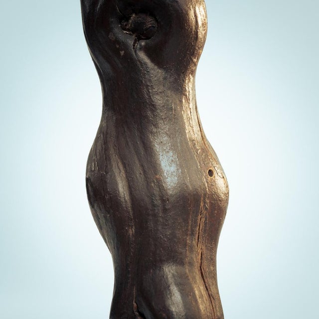 Brown Brutalist Handcrafted Vine Wood and Oak Tripod Bar Stools, France, 1950s, Set of 4 For Sale - Image 8 of 18