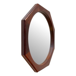 Scandinavian Modern Octagonal Wall Mirror in Teak, 1970s For Sale