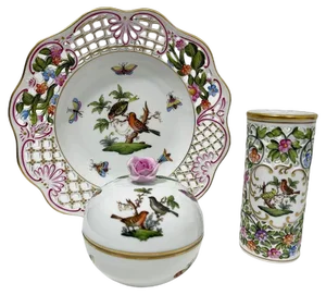 Hungarian Rothschild Porcelain Set fromm Herend, Set of 3
