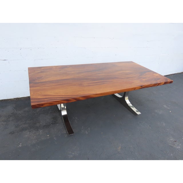 Solid Mahogany and Chrome Large Long Dining Table 6673 For Sale - Image 13 of 18