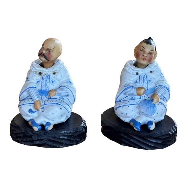 Late 20th Century Pair of Chinese Nodders on Carved Stands For Sale
