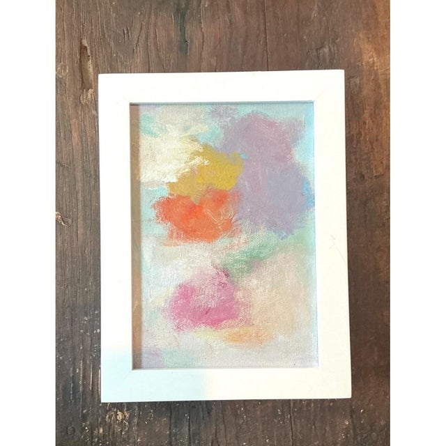 Mid-Century Modern Vintage Abstract Expressionist Style Painting on Board For Sale - Image 3 of 12