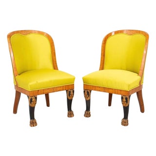 Antique Russian Empire Parcel Ebony Mahogany Chairs For Sale