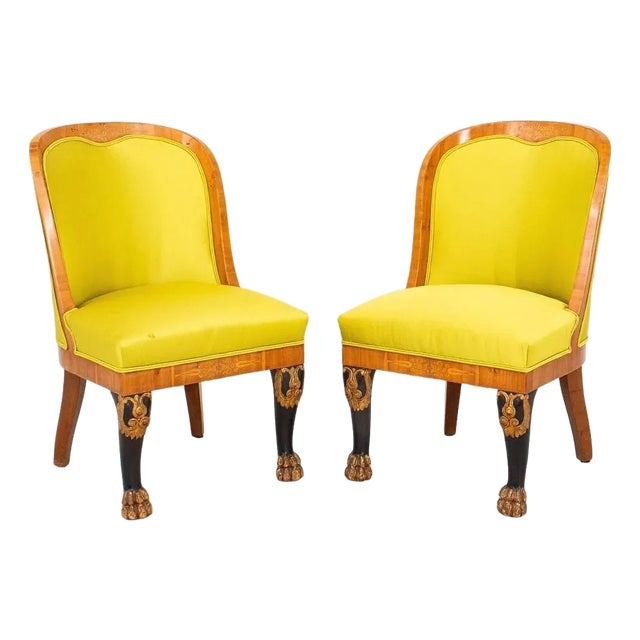 Antique Russian Empire Parcel Ebony Mahogany Chairs For Sale