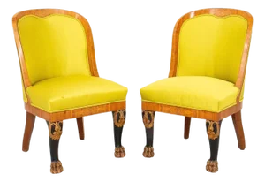 Antique Russian Empire Parcel Ebony Mahogany Chairs
