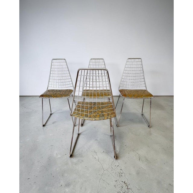 Designer Chairs in Hand-Decorated Leather and Steel, 1970s, Set of 4 For Sale - Image 12 of 18