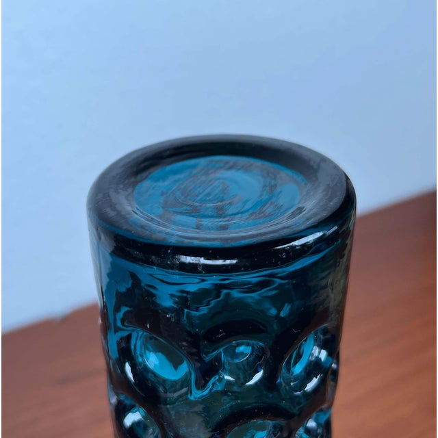 Mid-Century Modern Space Age Blue Bubble Glass Vase by Wilhelm Braun-Feldweg for Hirschberg, Germany, 1960s For Sale - Image 14 of 16