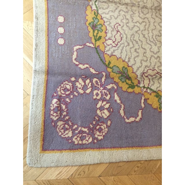 Hand-Knitted European Light Purple & Grey Wool Rug, 1920s For Sale - Image 11 of 17