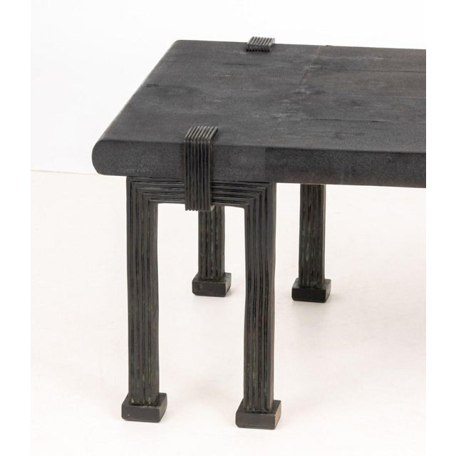 Modern R&y Augousti Style Black Shagreen Coffee Table For Sale - Image 3 of 8