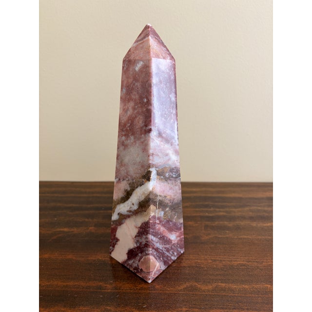 Contemporary Neoclassical Solid Marble Red and Brown Obelisk For Sale - Image 3 of 9