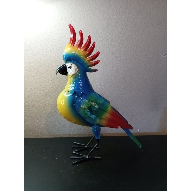 EXQUISITE Multicolor Metal crafts 16" Outdoor Cockatoo Garden Sculpture Add a touch of elegance to your outdoor space with...