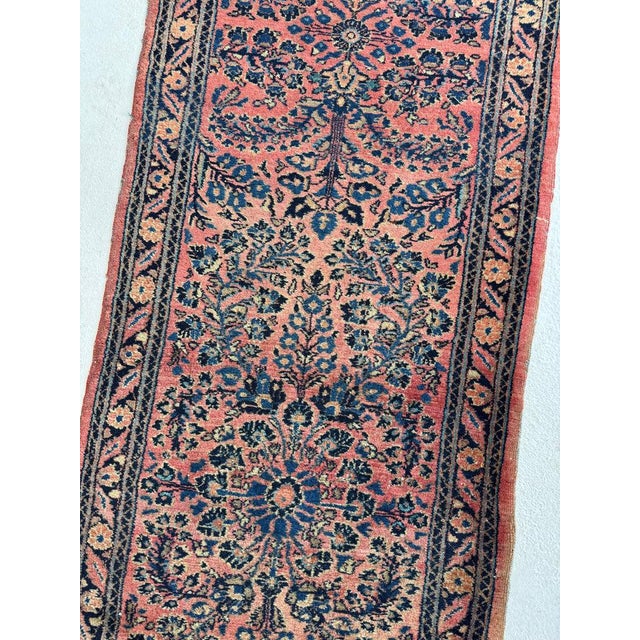 1930s Plush Flourishing Painted Sarouk Runner Botanical Garden Rug 2.10 x 12 For Sale - Image 11 of 11