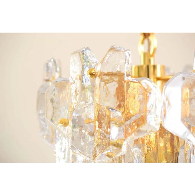 Metal Thick Textured Clear Glass Chandelier by J. T. Kalmar For Sale - Image 7 of 9