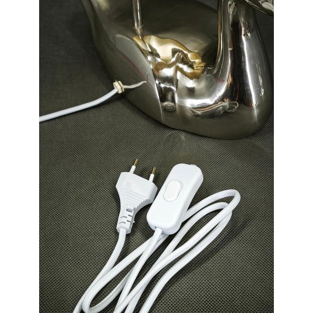 Italian Chrome Duck Table Lamp with Original Shade, 1970s For Sale - Image 9 of 13