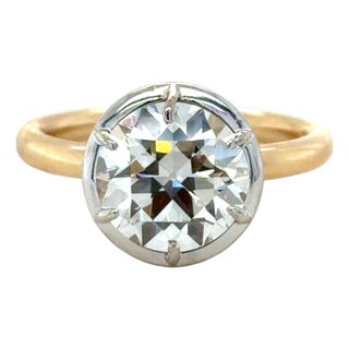 Gia Certified 3.03 Carat Round Brilliant Cut Diamond Engagement Ring, Size 6.5 For Sale